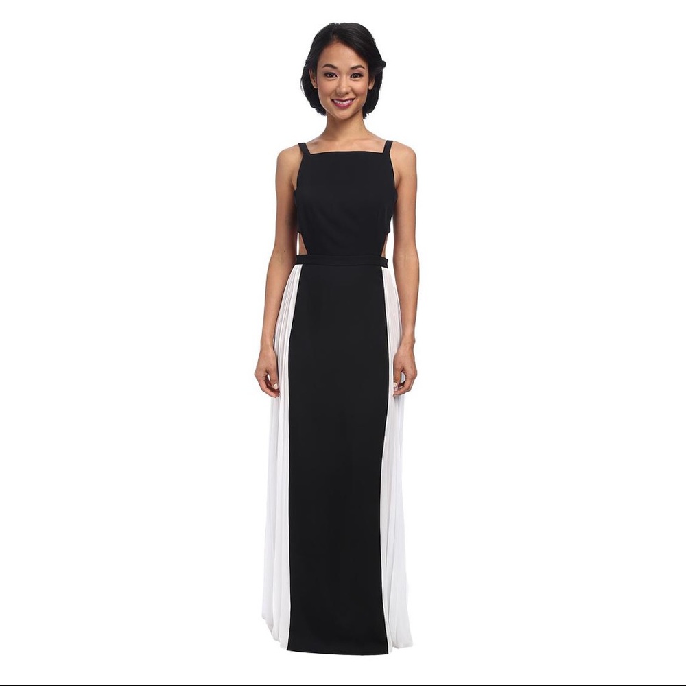 BCBG MAXAZRIA Brielle Sleeveless Side Pleated Gown